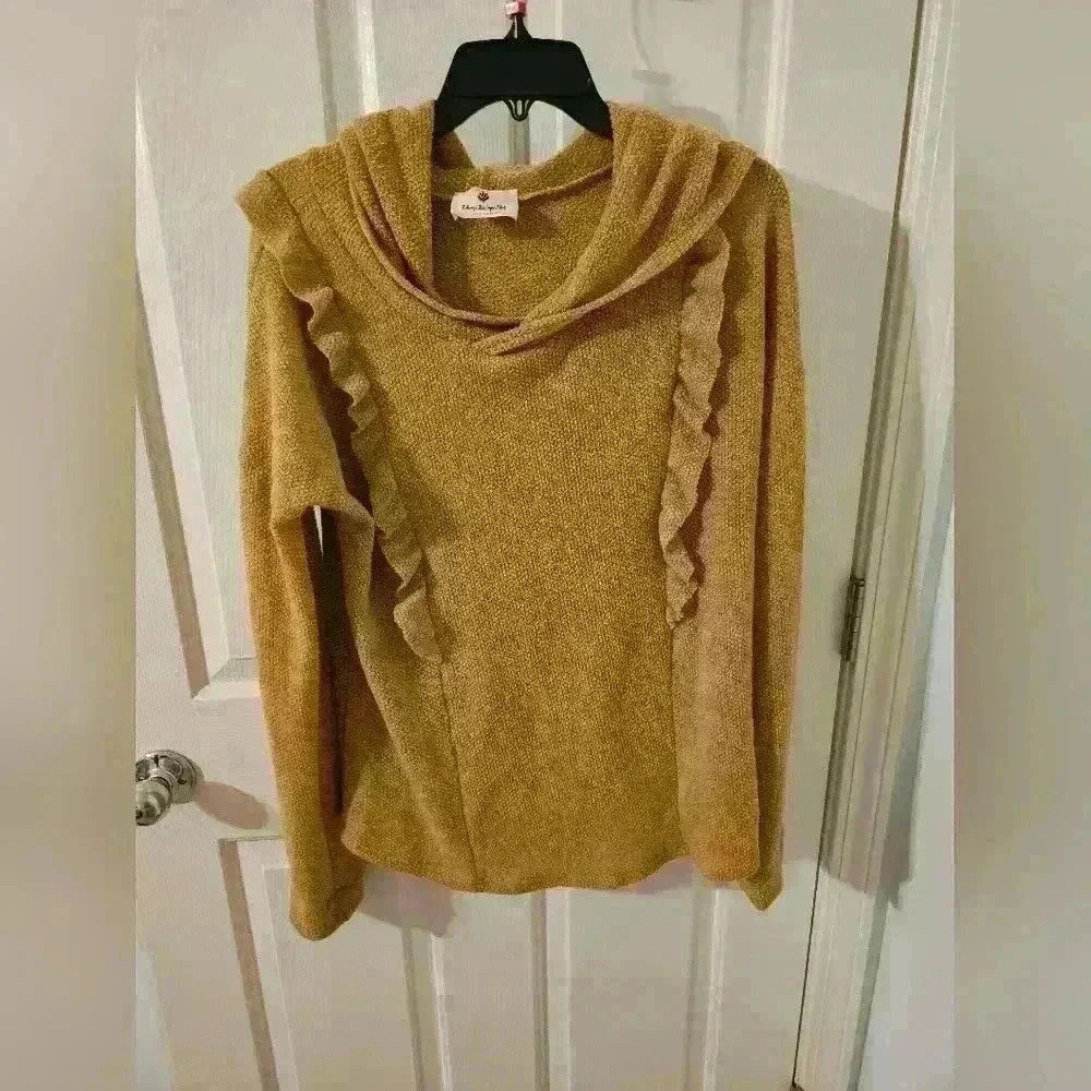 Betsey's Boutique Shop Mustard Long Sleeve Top Size L very soft